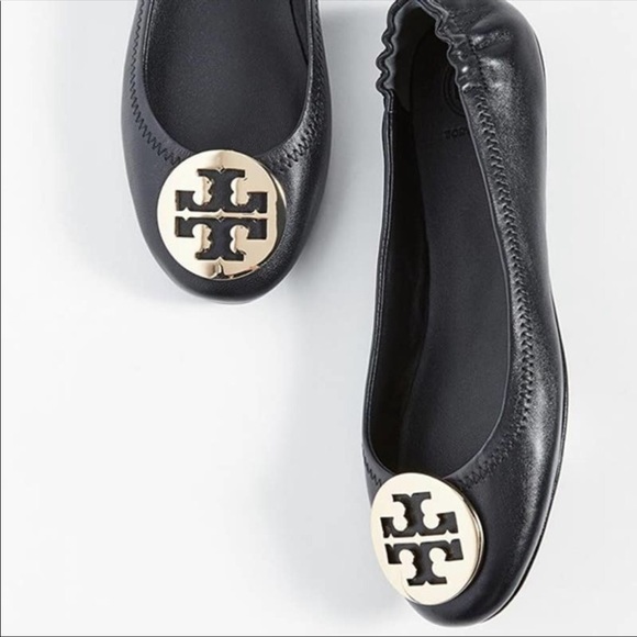 Tory Burch Shoes - Tory Burch Minnie medallion logo classic ballet flats silver Tory symbol design